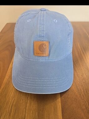 Carhartt Mens Sky Blue Cotton Cap with Leather Patch